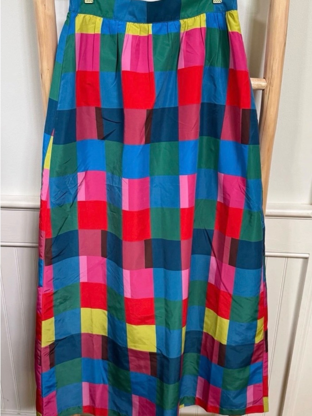 NWT Alden Adair Daphne Womens Bright Checkered Maxi Skirt